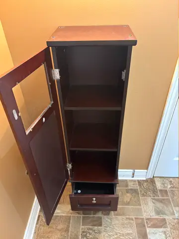 7: Dark Wood Bathroom Cabinet - L10.5 W13 H48 - thumbnail 2