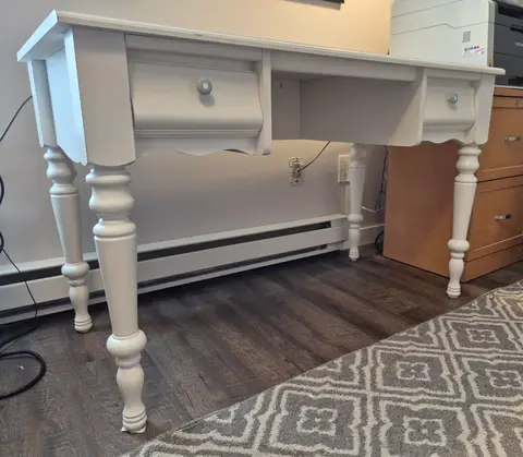 129: White Writing Desk, 2 Drawers, 48"W x 24.75"D x 30"H - thumbnail 1