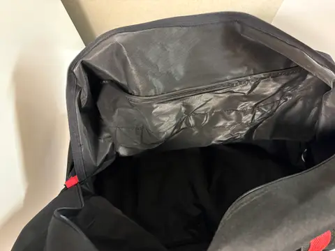 44: Wheeled Standing Duffel Bag, Black with Red Straps - thumbnail 2