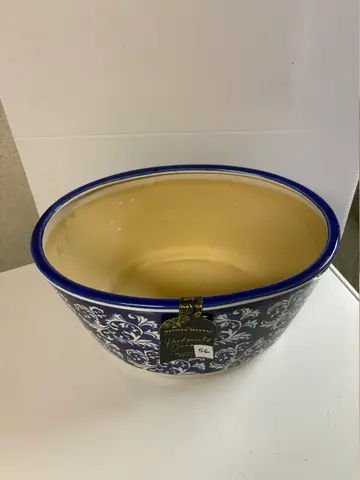 56: Hand-Painted Ceramic Planter - Artisan Market, Blue/White - thumbnail 2