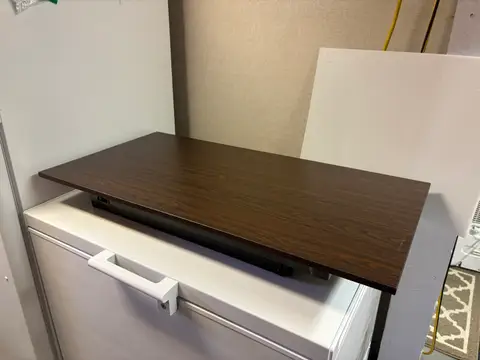 105: Folding Table - Wood Top, Metal Base, 39.5" x 19.5" x 29" - thumbnail 3