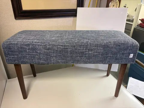 64: Blue Footstool Bench, 31" x 18" x 12" - thumbnail 1