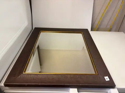 76: Decorative Wall Mirror, Bevelled, Brown and Gold Frame - thumbnail 1