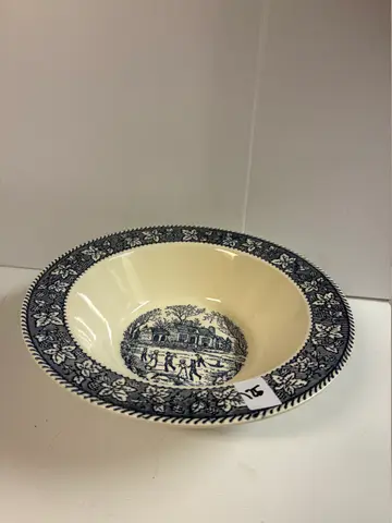 125: Blue and White Snow Scene Decorative Bowl - thumbnail 1