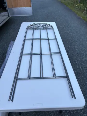 34: Grey Metal Garden Trellis - Set of 4, Sunburst Top, 63" x 20" - thumbnail 2