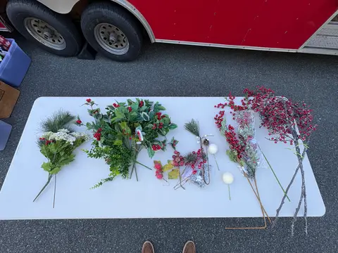 22: Christmas Berry Lot - Red Berry Sprays, Picks and Holly Bush - thumbnail 1