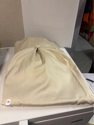 47: Beige Button-Pleat Curtains - 2 Panels, 84" x 34" - thumbnail 1