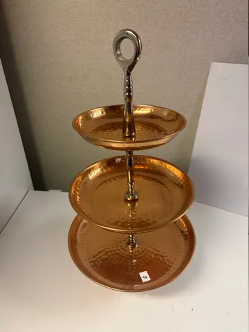 96: 3-Tier Hammered Copper-Tone Dessert Stand - thumbnail 2