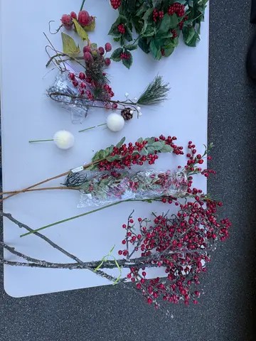 22: Christmas Berry Lot - Red Berry Sprays, Picks and Holly Bush - thumbnail 3