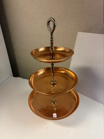 96: 3-Tier Hammered Copper-Tone Dessert Stand - thumbnail 3