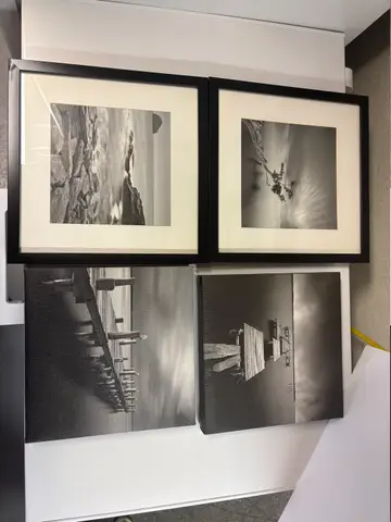 67: Set of 4 B&W Art Photo Prints, 2 Framed, 2 Canvas - online auction on EastBid