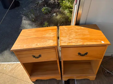 5: Pair of Solid Wood Nightstands with Drawer and Open Shelf - thumbnail 1